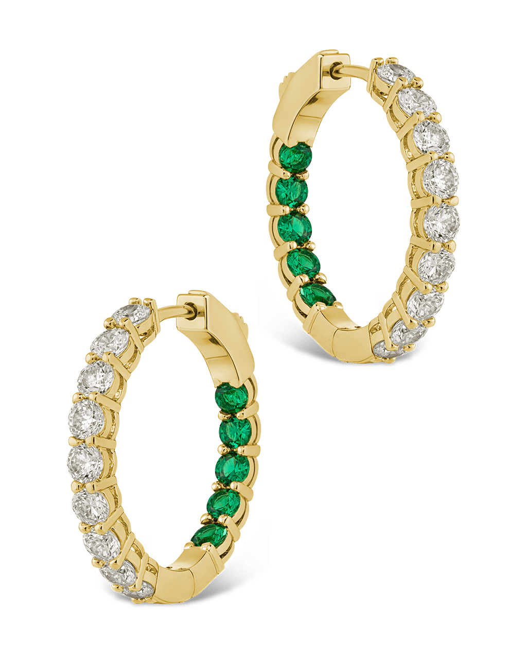 Karsyn Emerald Classic Hoops - Sterling Forever