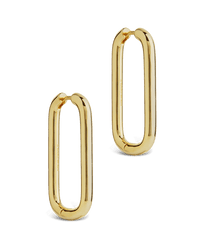 Kaylani Elongated Geo Hoops - Sterling Forever