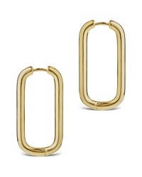 Kaylani Elongated Geo Hoops - Sterling Forever