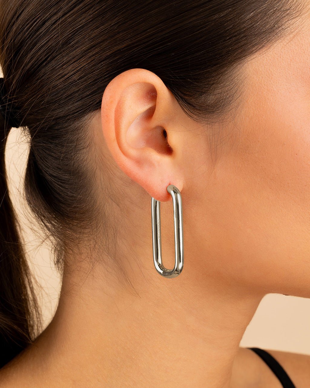 Kaylani Elongated Geo Hoops - Sterling Forever