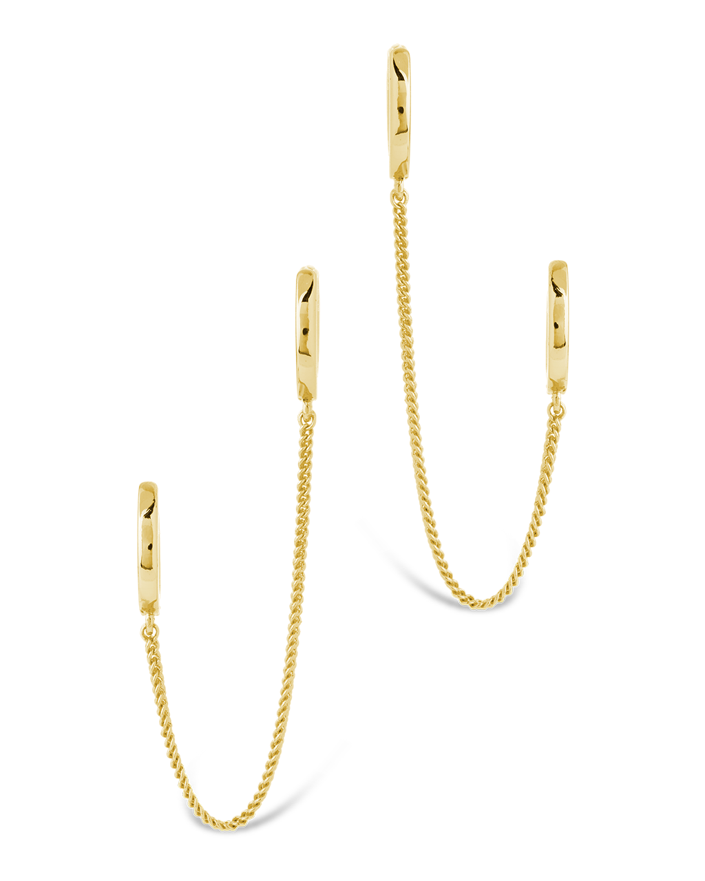 Double Dangle Chain Hoop Earrings