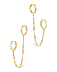 Double Dangle Chain Hoop Earrings
