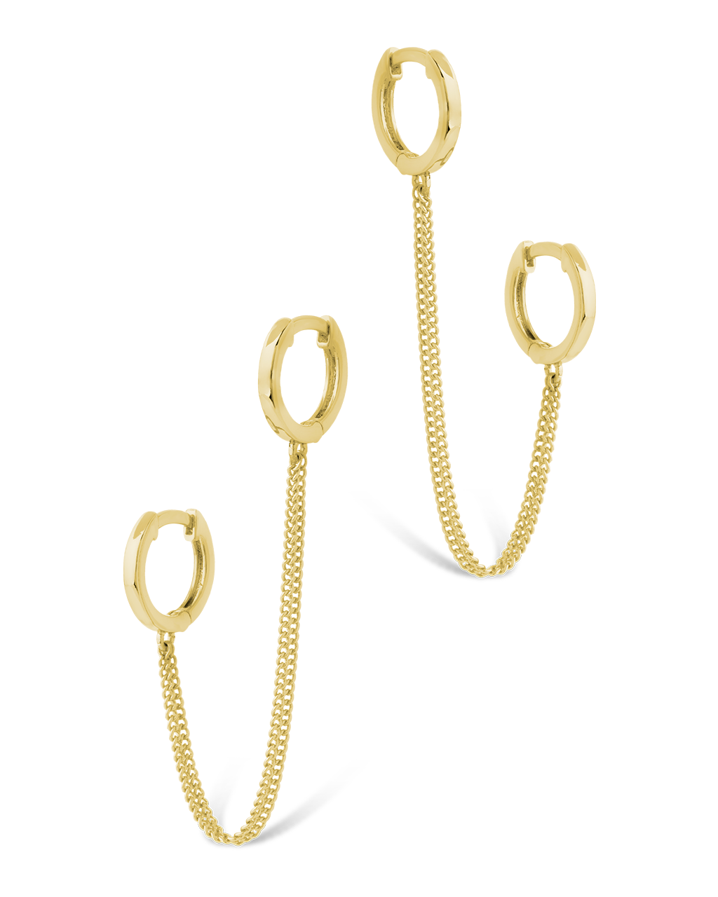 Double Dangle Chain Hoop Earrings