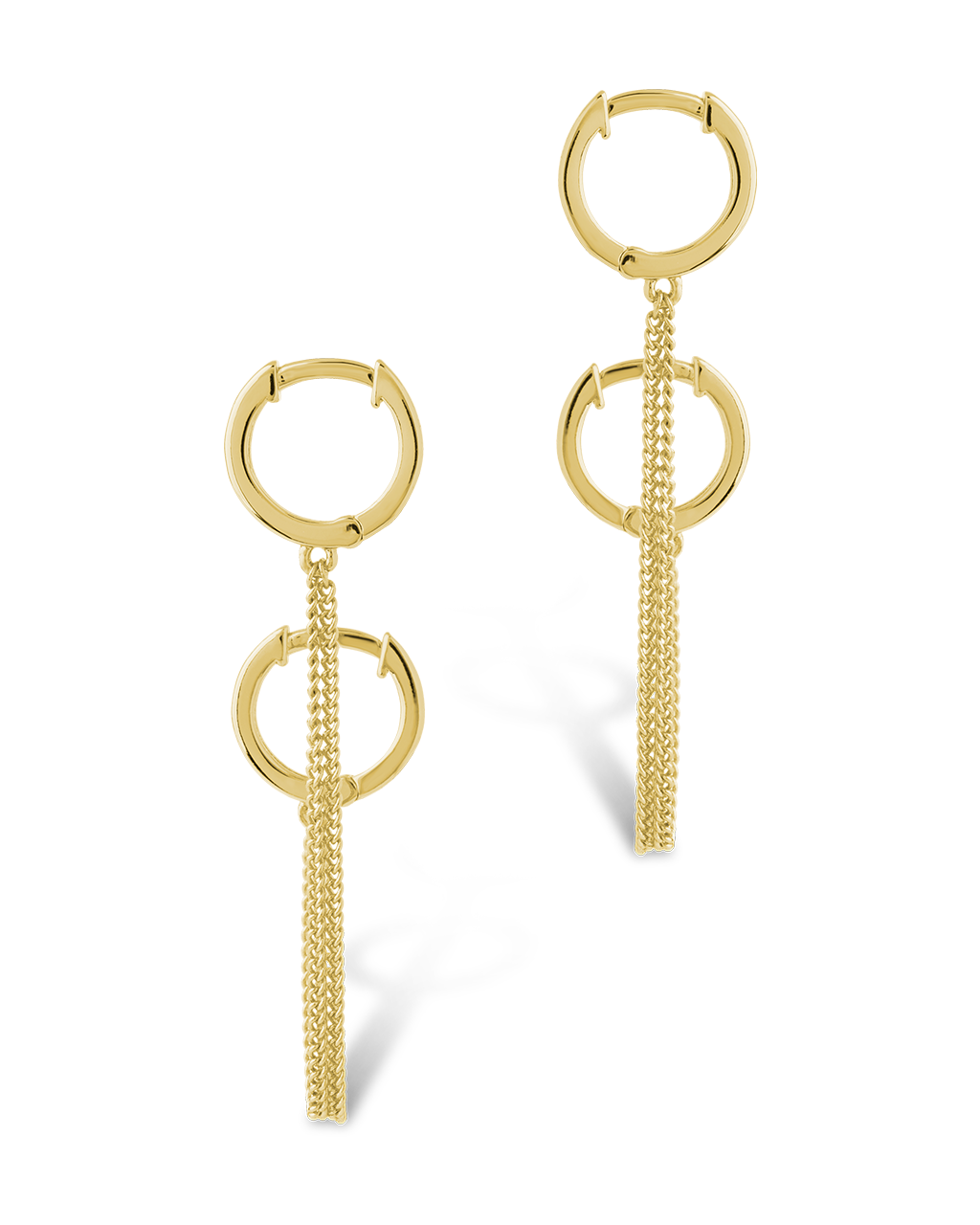 Double Dangle Chain Hoop Earrings