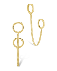 Double Dangle Chain Hoop Earrings