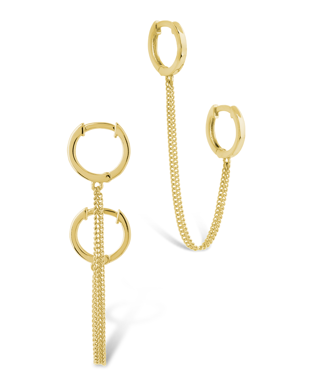 Double Dangle Chain Hoop Earrings