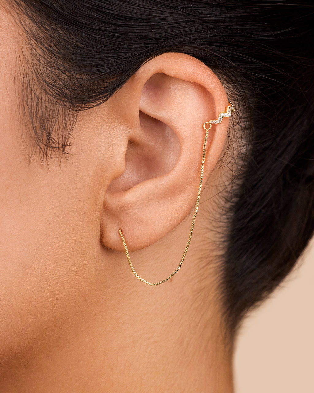 ☆TATIANA☆ Silver 925 dot pearl ear cuff EC1693 Sterling Silver Zig Zag Ear Cuff with Threader Earrings