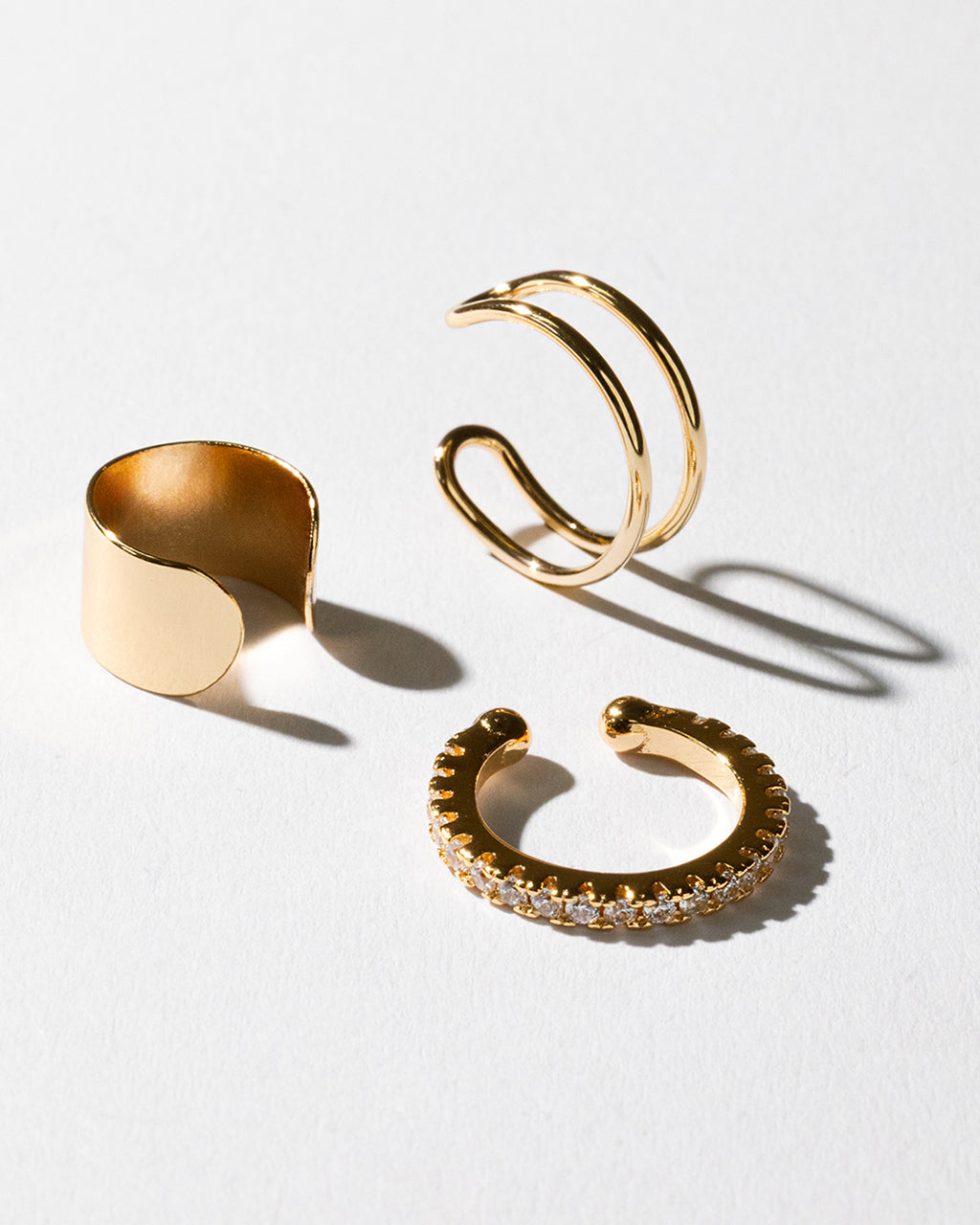 Sterling Silver Simple Ear Cuff Set of 3