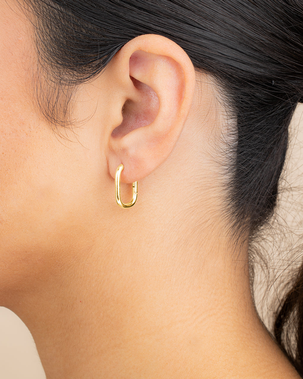 Sterling Silver Rectangle Huggie Hoop Earrings