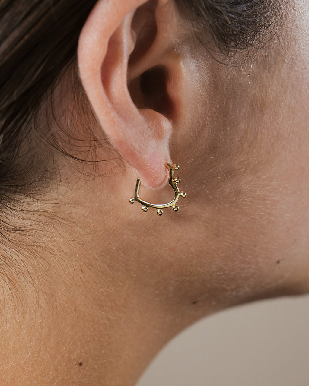 Sterling Silver Studded Heart Hoop Earrings