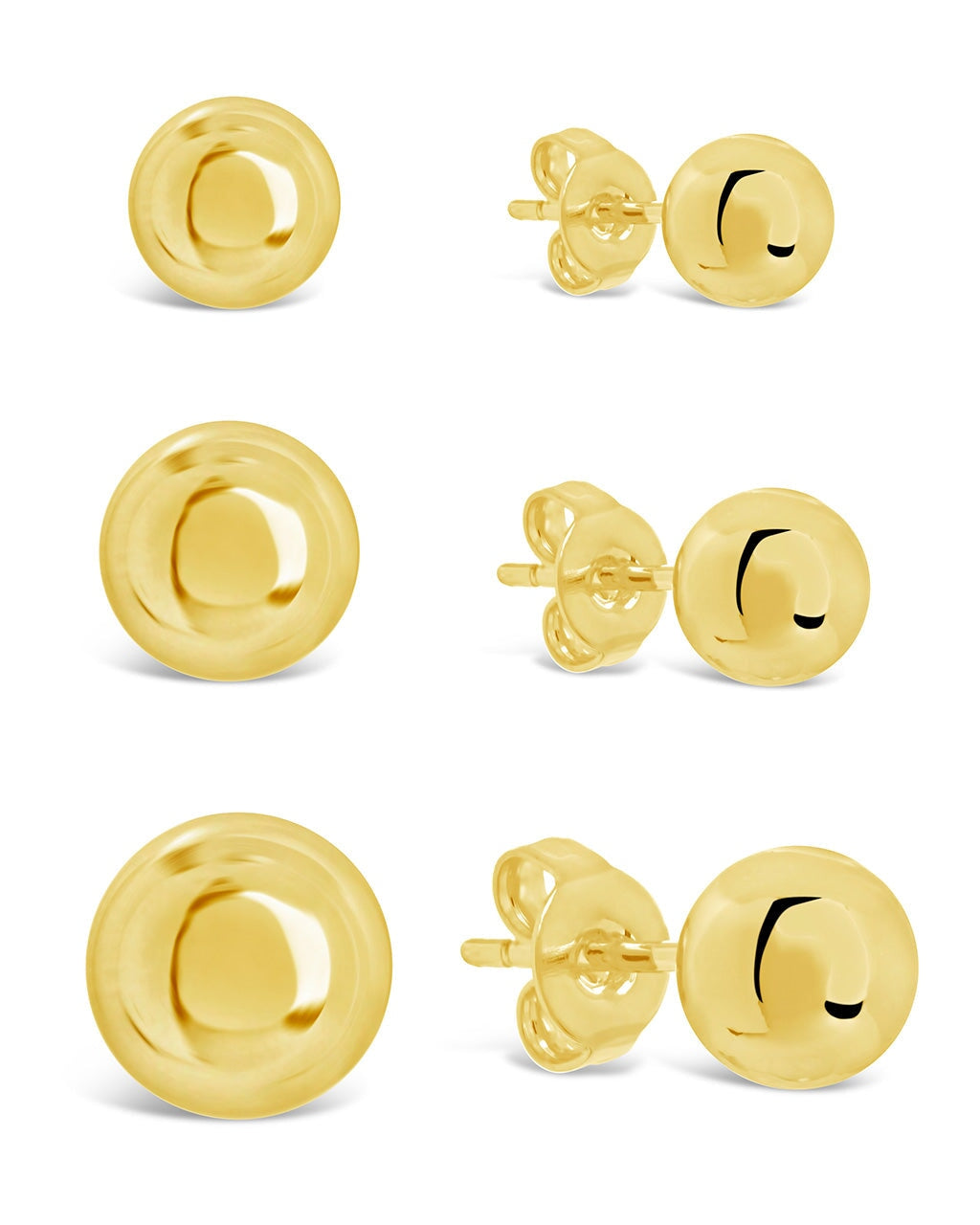Polished Sphere Stud Set Earring Sterling Forever Gold 