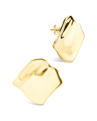 Sterling Silver Vivien Molten Square Statement Studs - Sterling Forever