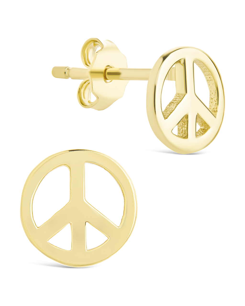 Sterling Silver Peace Sign Studs