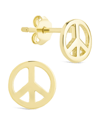 Sterling Silver Peace Sign Studs - Sterling Forever