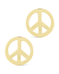 Sterling Silver Peace Sign Studs - Sterling Forever
