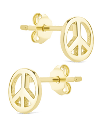 Sterling Silver Peace Sign Studs - Sterling Forever