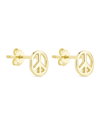 Sterling Silver Peace Sign Studs - Sterling Forever