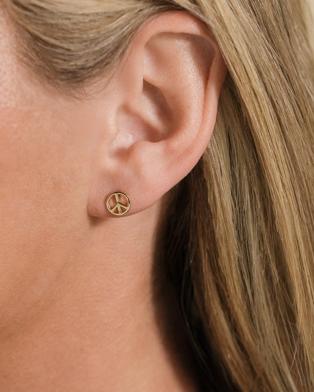 Sterling Silver Peace Sign Studs