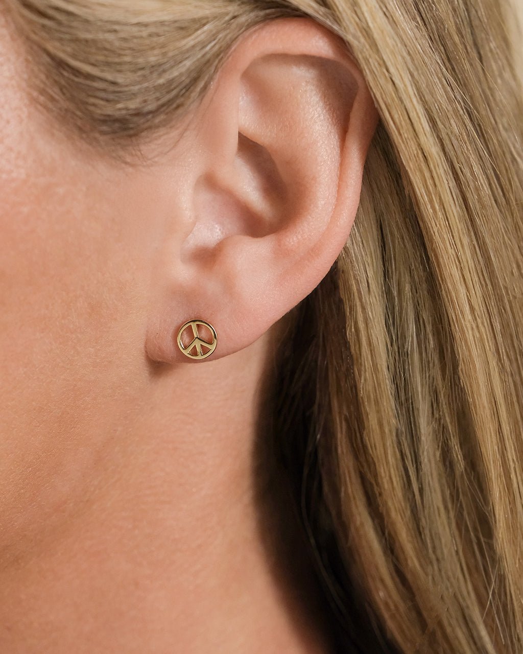 Sterling Silver Peace Sign Studs - Sterling Forever