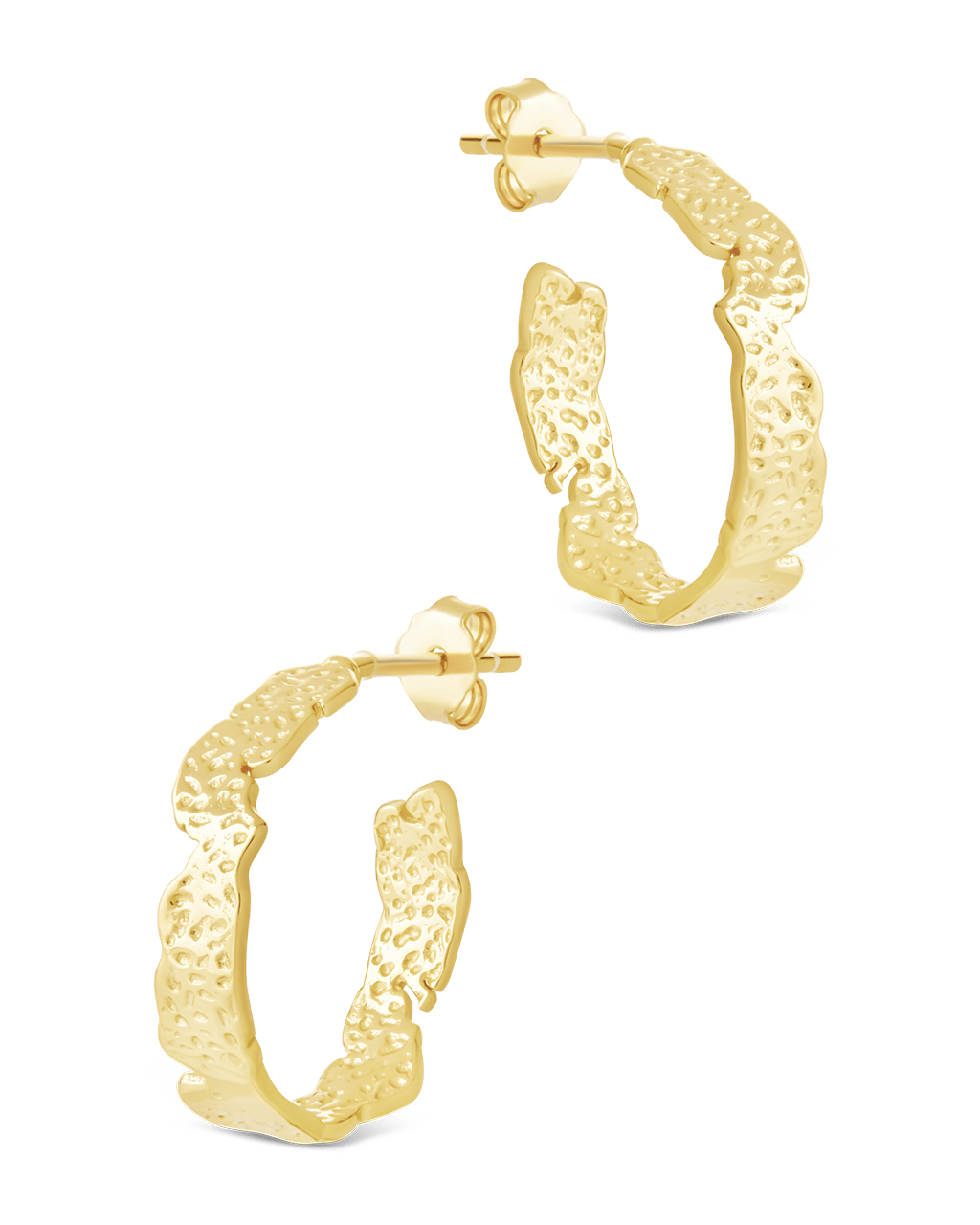 Sterling Silver Mary Textured Hoop Earrings - Sterling Forever