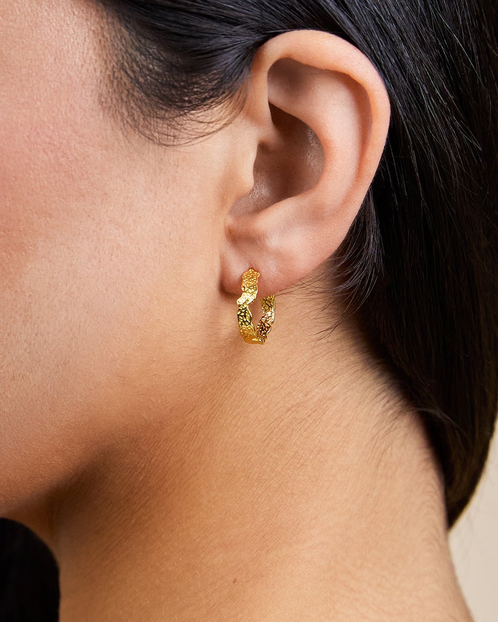 Sterling Silver Mary Textured Hoop Earrings - Sterling Forever