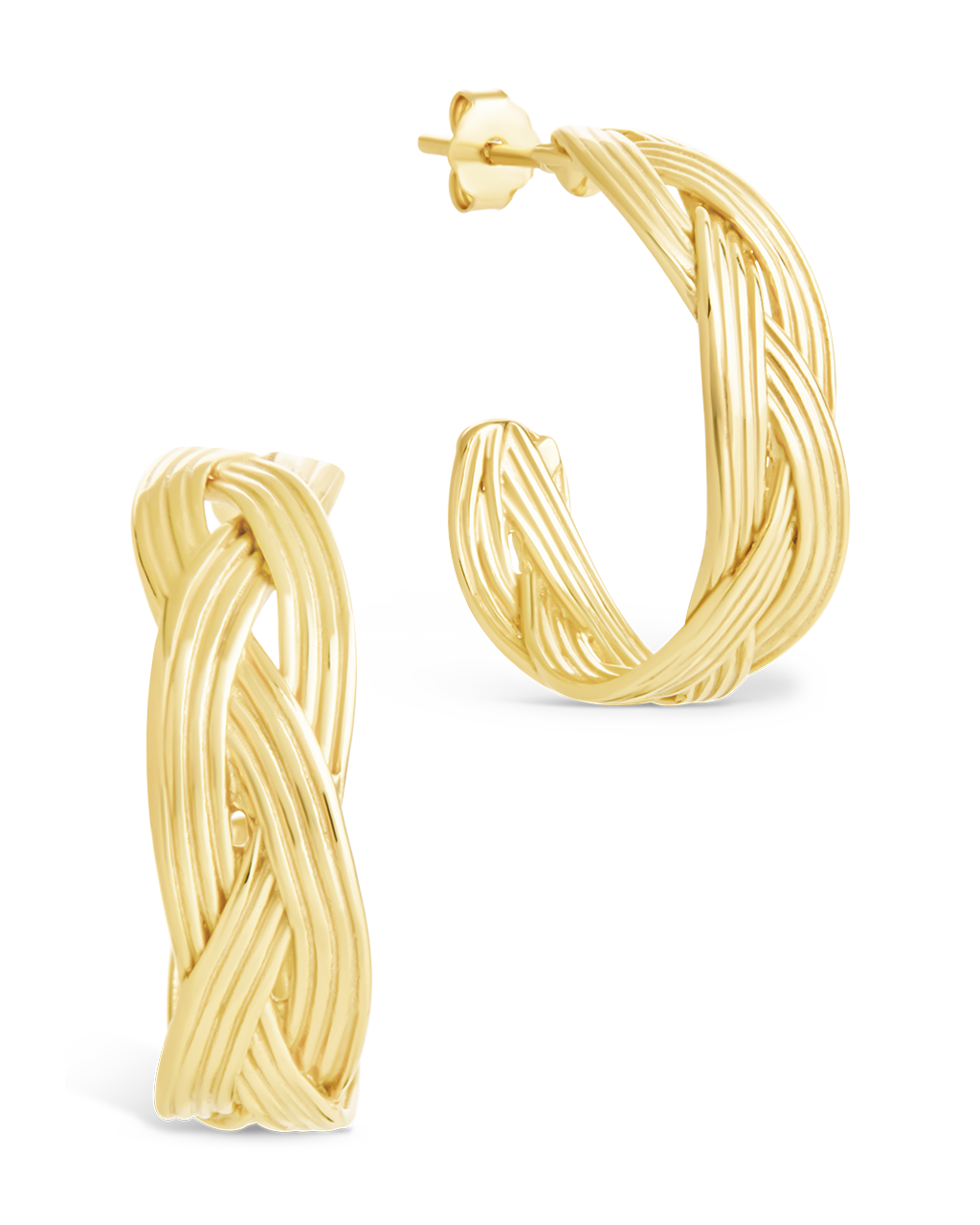 Sterling Silver Janet Ribbed Hoop Earrings