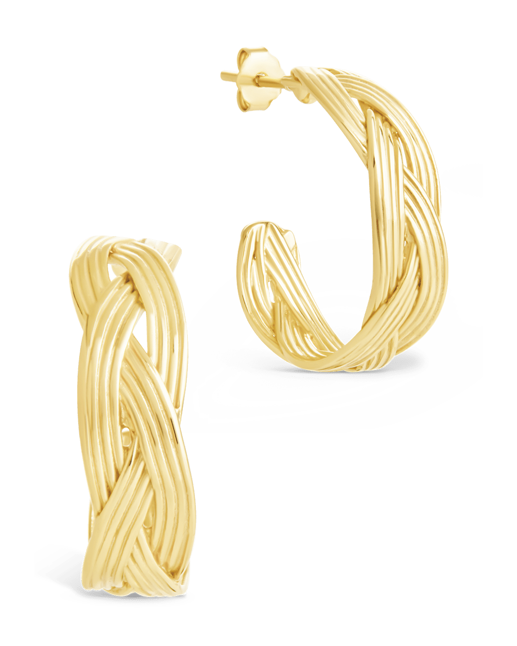 Sterling Silver Janet Ribbed Hoop Earrings - Sterling Forever