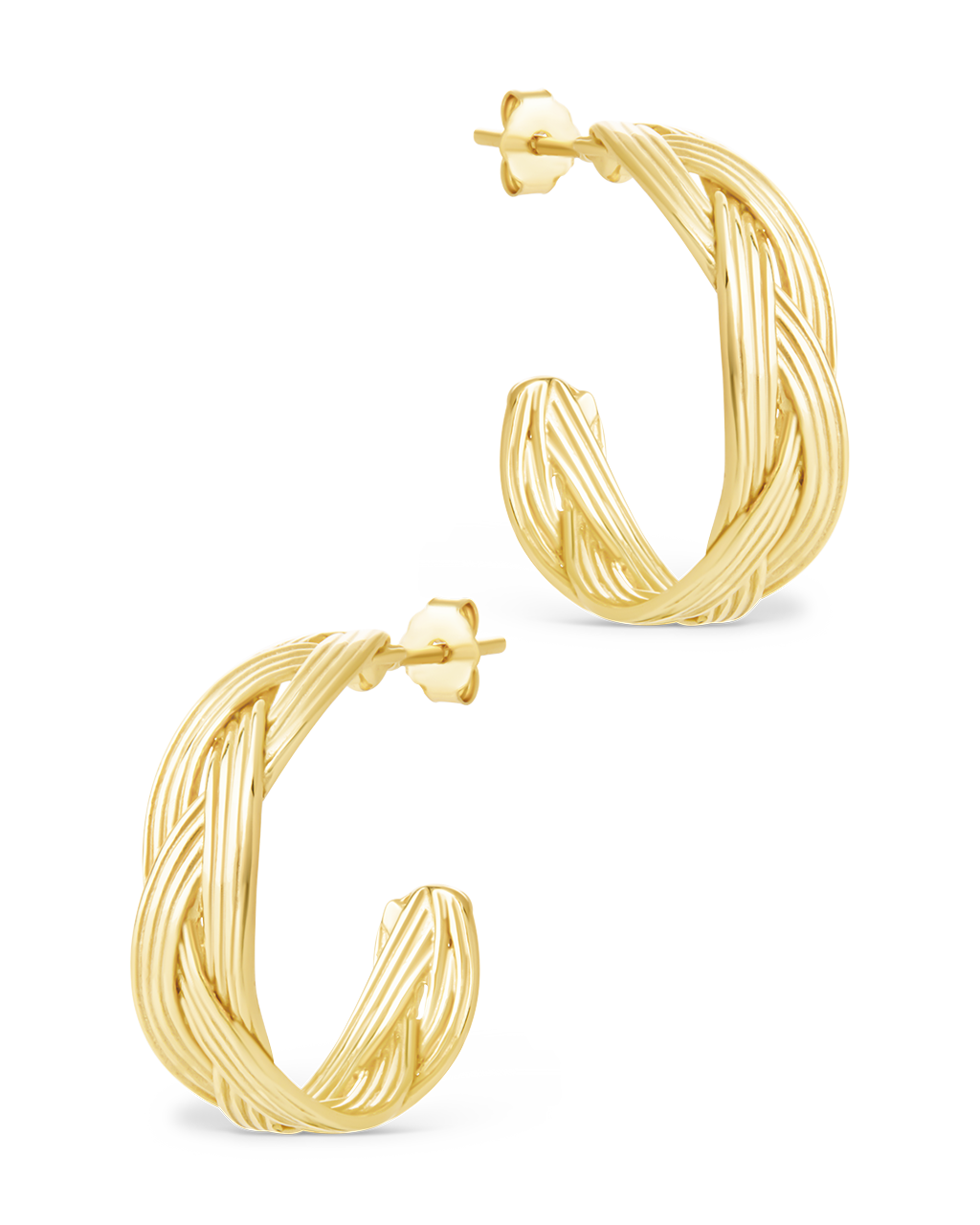 Sterling Silver Janet Ribbed Hoop Earrings