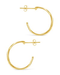 Sterling Silver Janet Ribbed Hoop Earrings - Sterling Forever