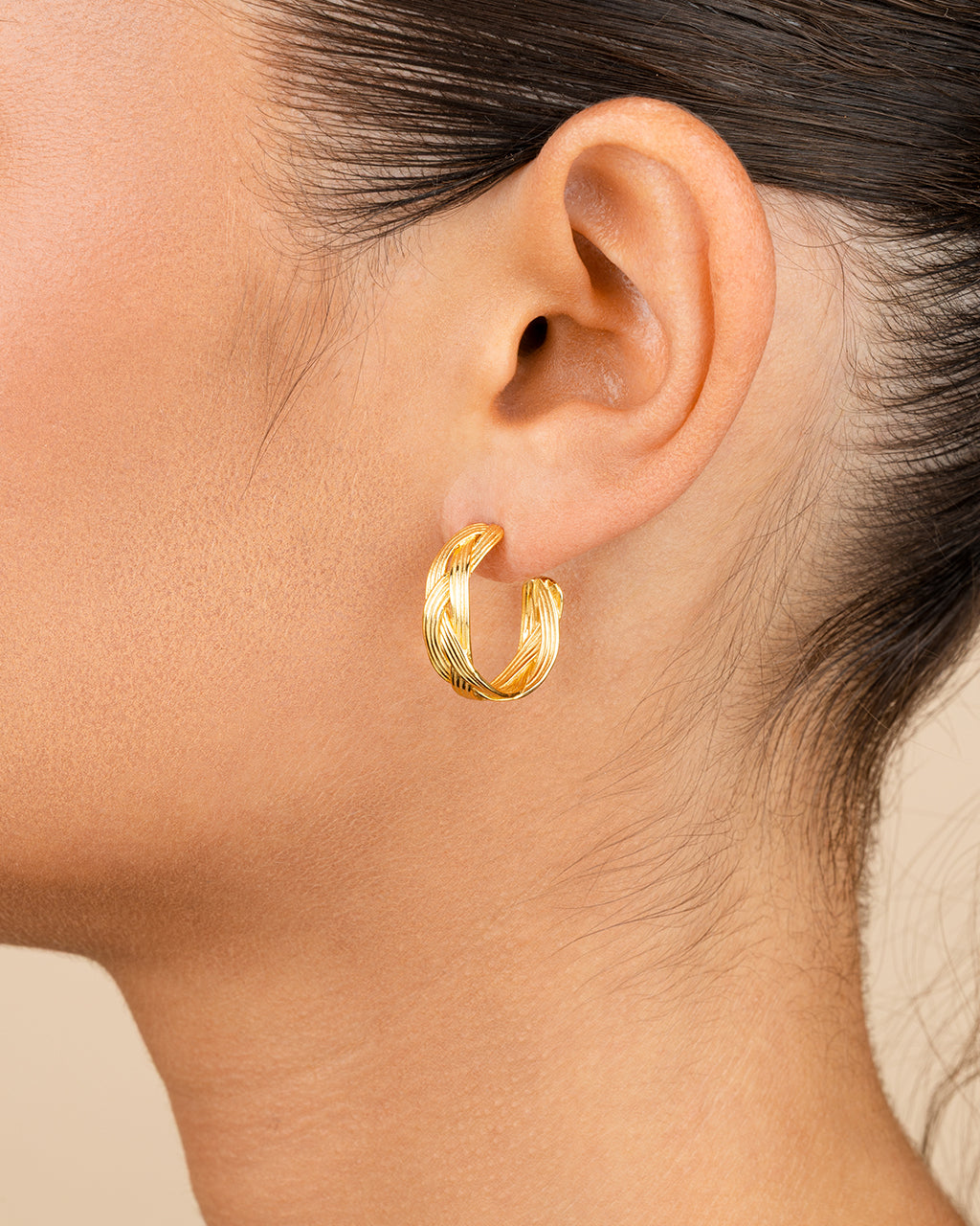 Sterling Silver Janet Ribbed Hoop Earrings