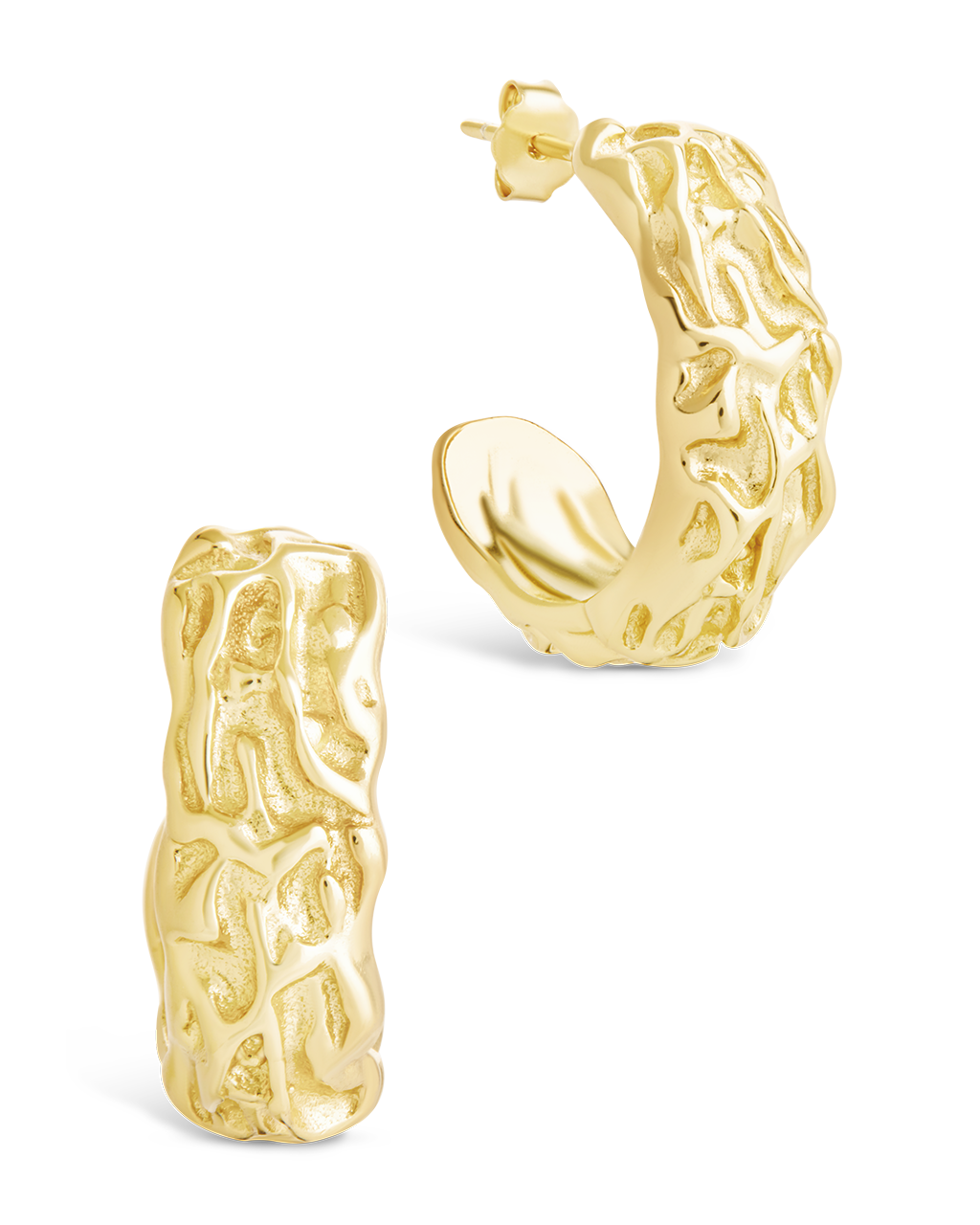 Sterling Silver Muna Ridged Stud Earrings