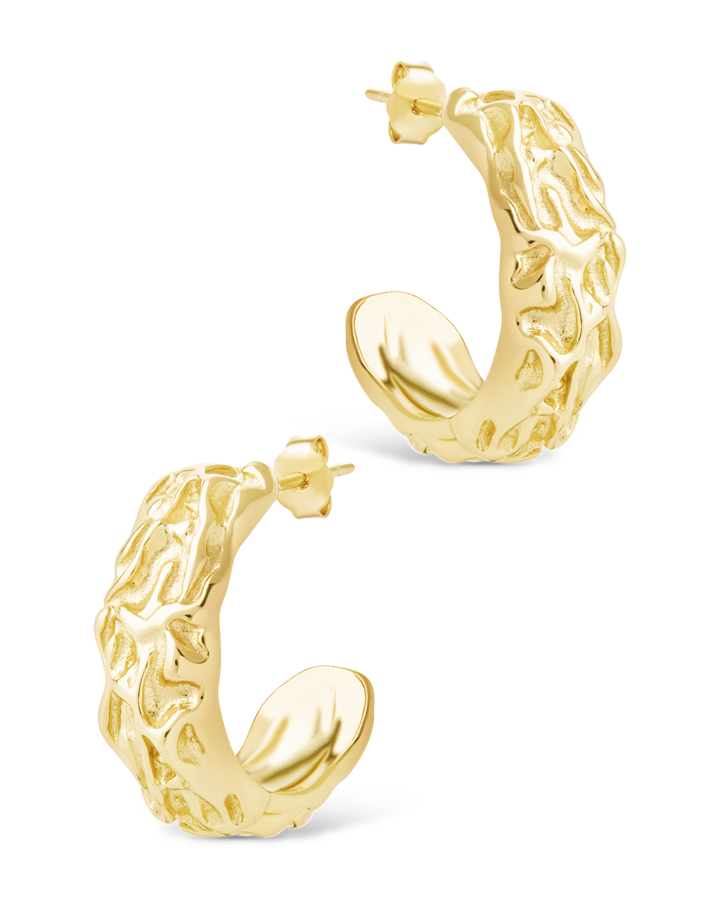 Sterling Silver Muna Ridged Stud Earrings