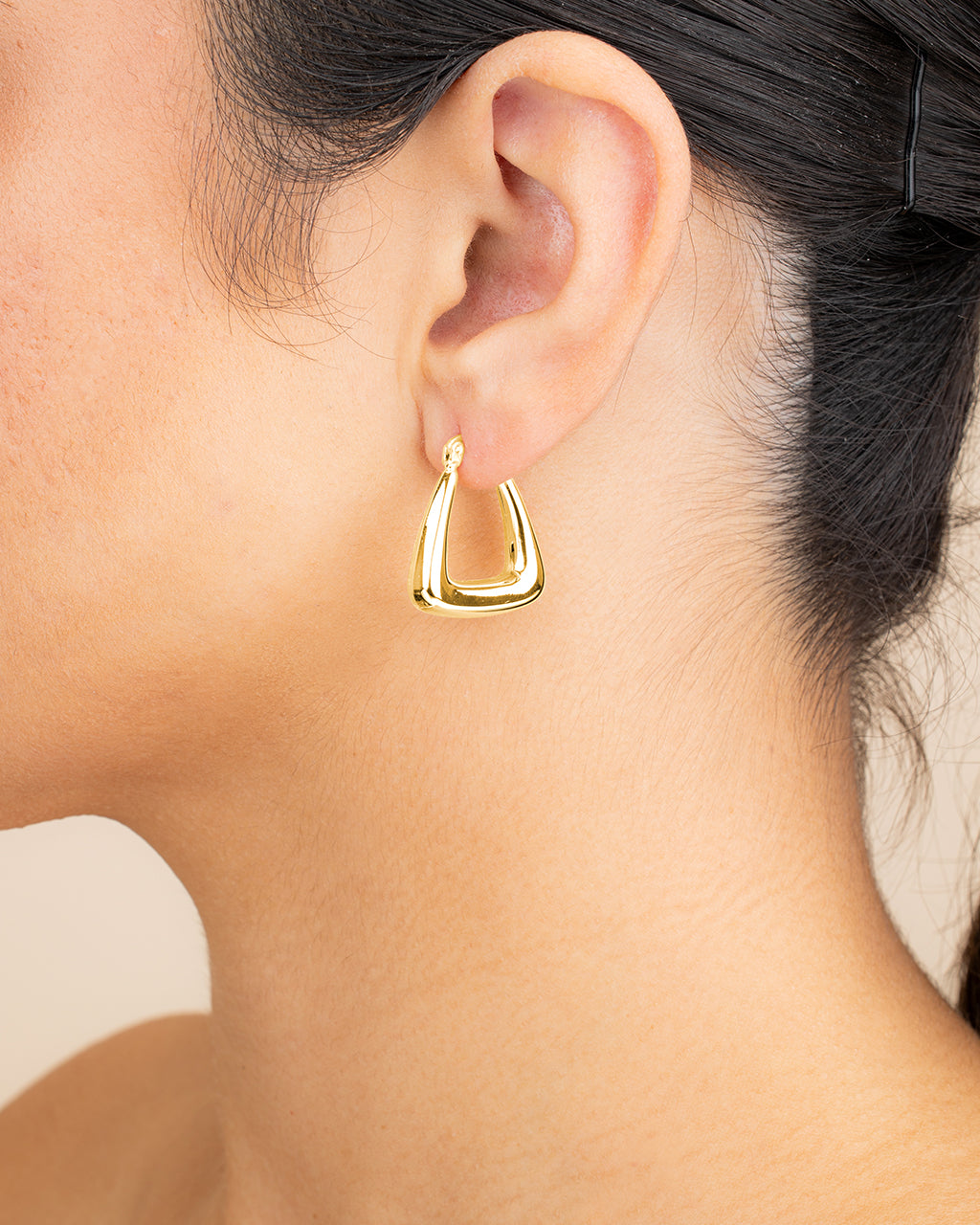 Sage Triangular Hoop Earrings