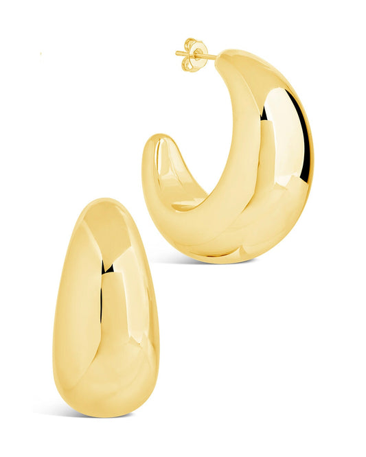 Eclipse Hoops Earring Sterling Forever Gold 1.6" 