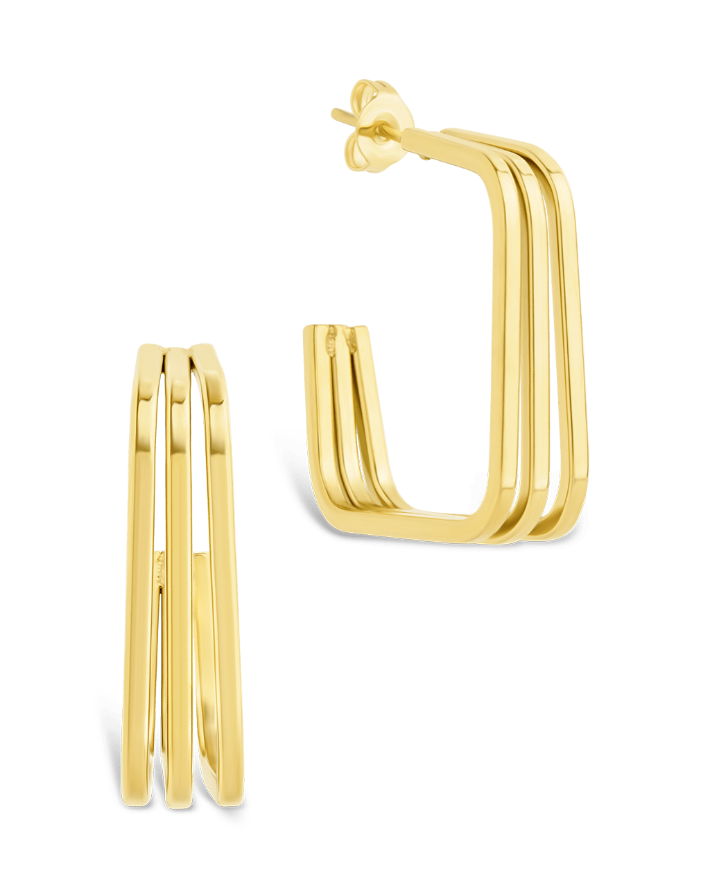 Square Prong Davina Hoop - Sterling Forever