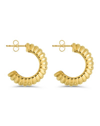 Philippa Ribbed Huggie Hoop Earrings - Sterling Forever
