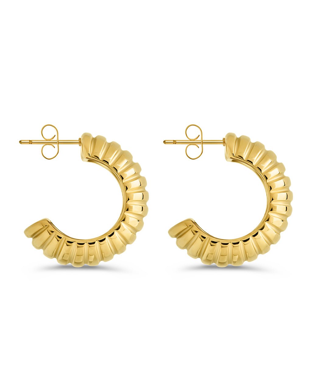 Philippa Ribbed Huggie Hoop Earrings - Sterling Forever