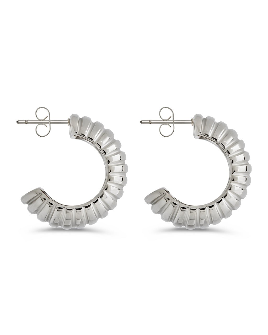Philippa Ribbed Huggie Hoop Earrings - Sterling Forever