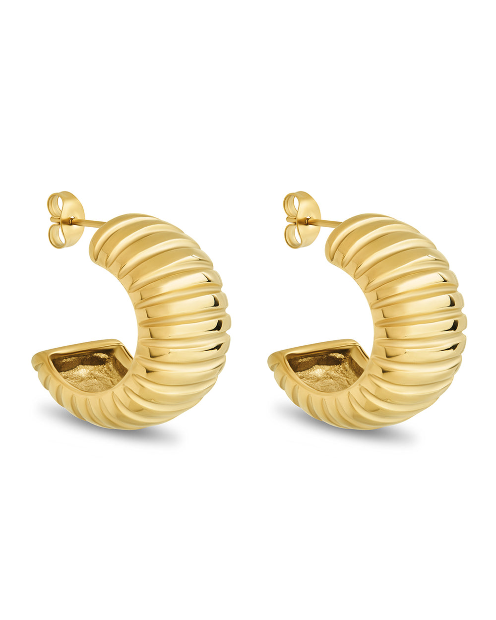 Philippa Ribbed Huggie Hoop Earrings