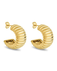 Philippa Ribbed Huggie Hoop Earrings - Sterling Forever