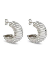 Philippa Ribbed Huggie Hoop Earrings - Sterling Forever