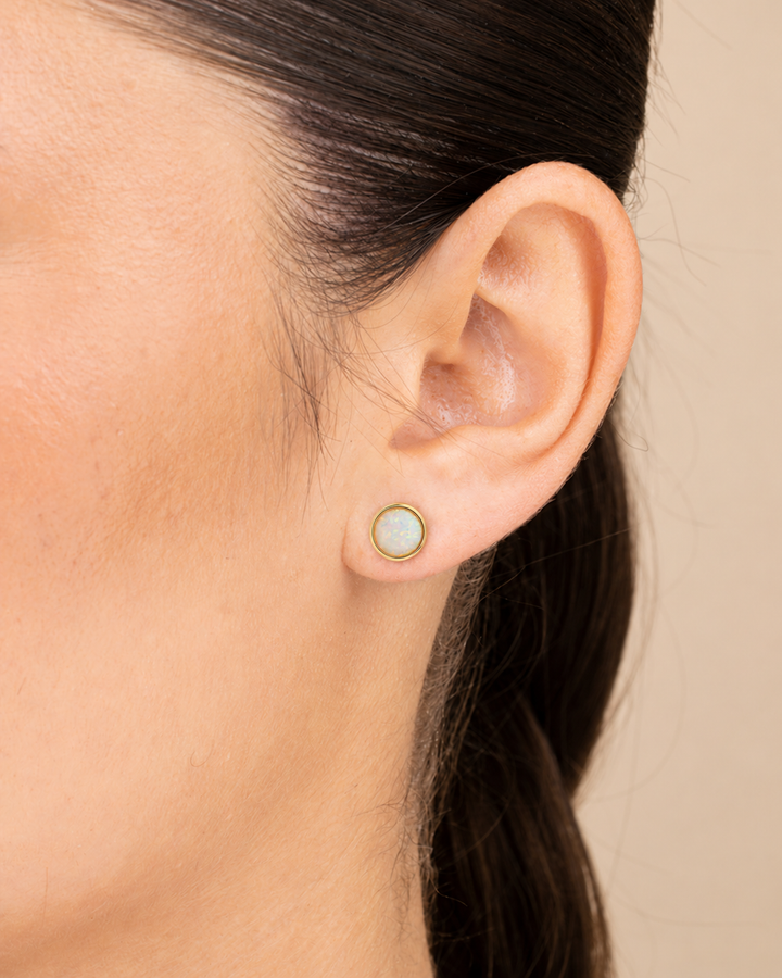 Paxe Opal Circle Stud Earrings