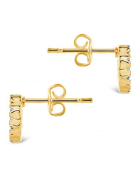 CZ Bezel Frame Rose Petal Stud Earrings - Sterling Forever