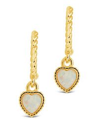 Meredith Braided Opal Heart Drop Hoop Earrings - Sterling Forever