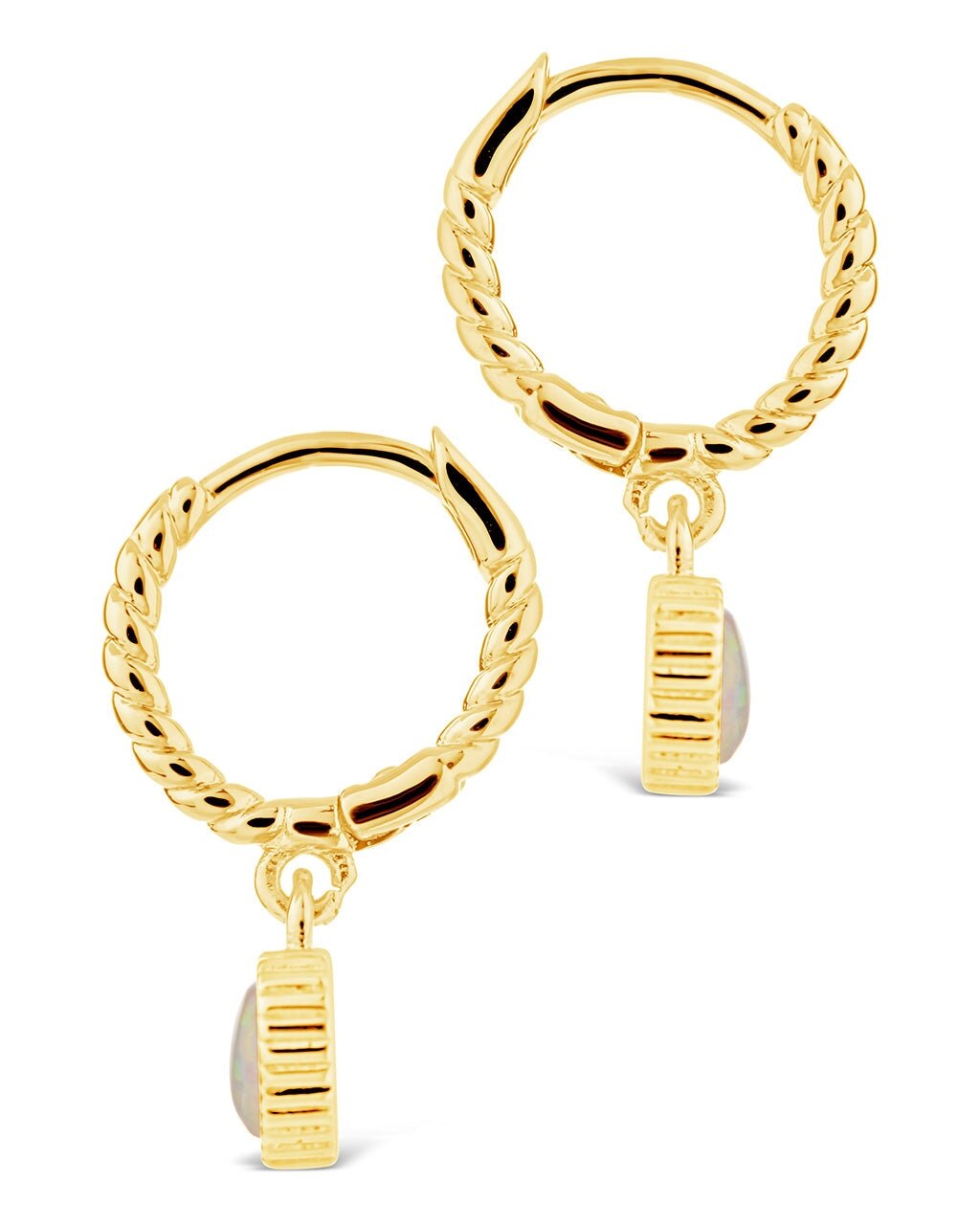 Meredith Braided Opal Heart Drop Hoop Earrings - Sterling Forever