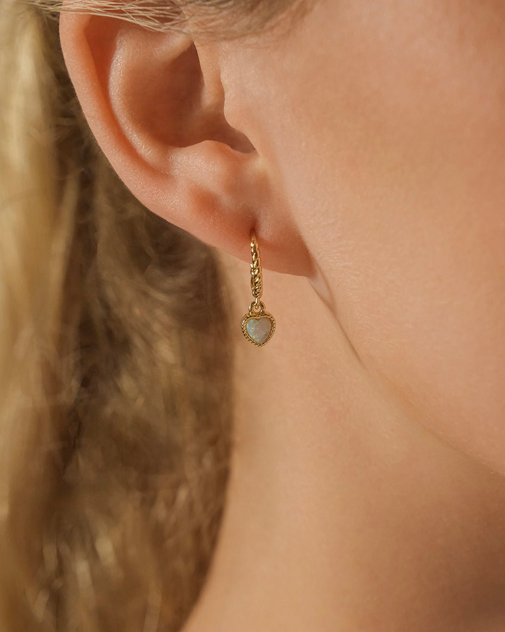 Meredith Braided Opal Heart Drop Hoop Earrings - Sterling Forever