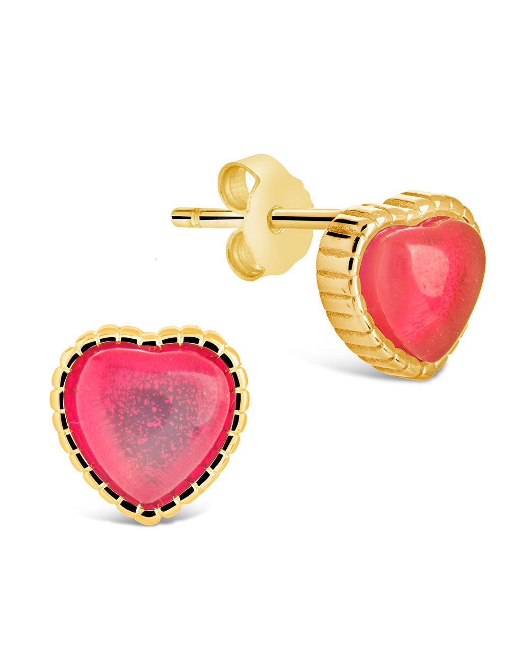 Ruby Heart Studs Earring Sterling Forever Gold 