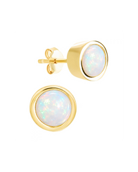 Sterling Silver Helene Opal Bezel Stud Earrings