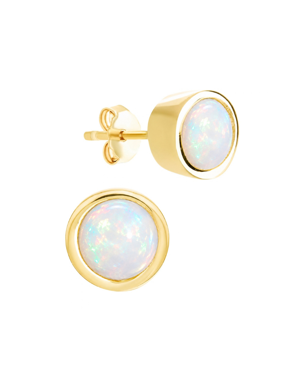 Sterling Silver Helene Opal Bezel Stud Earrings