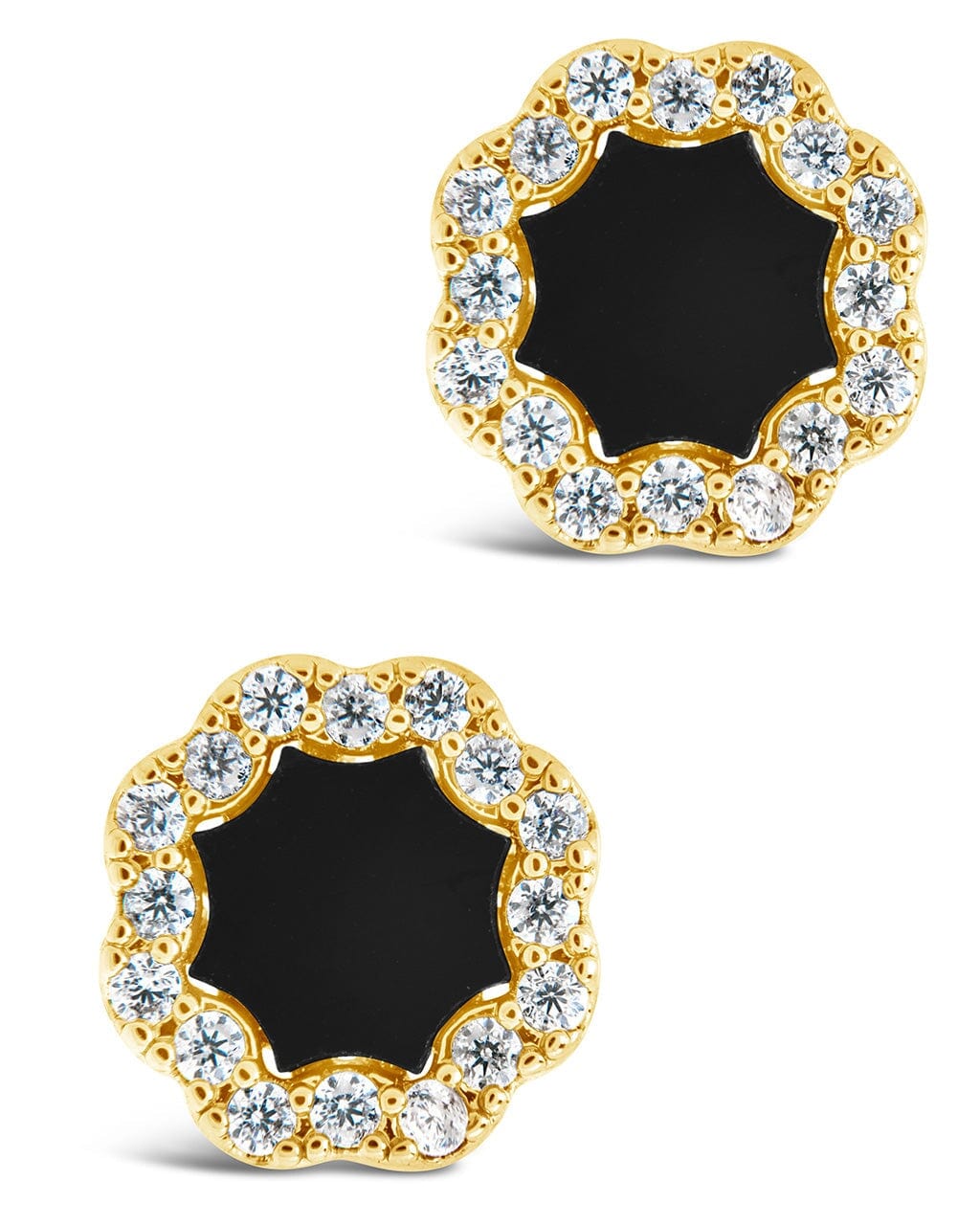 CZ Bezel Frame Rose Petal Stud Earrings - Sterling Forever